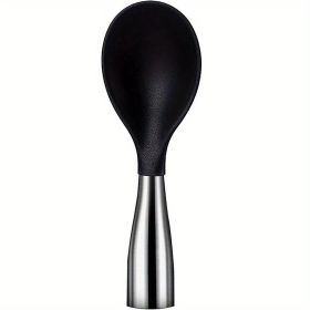 Rice Paddle; Silicone Standing Rice Spoon; Stainless Steel Handle Rice Scooper; Round Edge Not Rust Rice Serving Spoon; Non-Stick Rice Spatula Ki