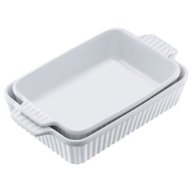 Ceramic Baking Dish, 7" x 11", Bakeware Set of 2, Rectangular Casserole Dish Set, Baking Pans with Handles, Oven Secure, Lasagna Pans Deep for Co