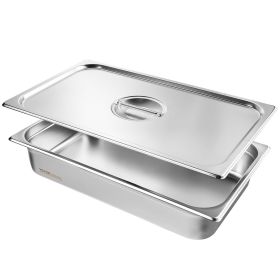 4 Pack Hotel Pans, Full Size Anti-Jam Steam Pan with Lid, 0.8mm Thick Stainless Steel Steam Table Pan, 4-Inch Deep Commercial Table Pan