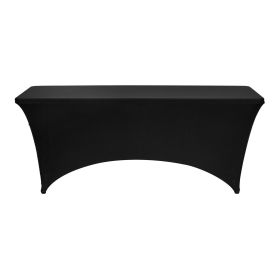 3 Pack Table Cloth for 6FT Rectangular Fitted Events, Wrinkle-Resistant Stretch Black Table Covers, Washable Spandex Tablecloth Protector, for Pa
