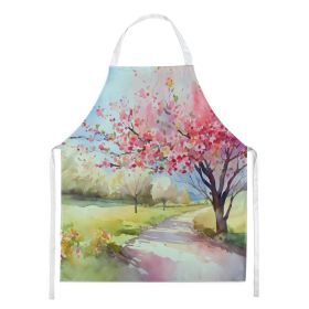 NEW Michigan Apple Blossoms in Watercolor Apron Cooking Kitchen Server Baking Crafts Gardening for Adult Women Men, Unisex, Large, Multicolor