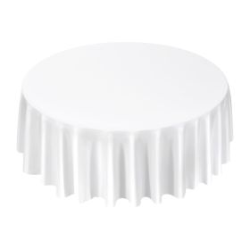 White Round Tablecloths 2 Pack, 120 Inches in Diameter, Stain- & Wrinkle- Resistant, Machine Washable Table Clothes