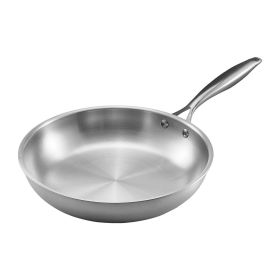 Tri-Ply Stainless Steel Frying Pan, 3 Pcs Set (8, 10, 12 in), Cooking Skillet with Heat-Resistant Handle, Chef's Kitchen Cookware, Oven, Gas, Ele