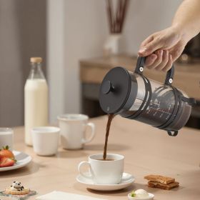 French Press Coffee Maker 34 Oz Borosilicate Glass Coffee Tea Press Silver (Option: Black)