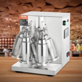 Milkshake Maker Machine, 120W Commercial Milk Tea Shaker Machine, Double Head Milk Shake Mixer Machine, 0-180s Adjustable Milkshake Blender, With (Option: Silver)